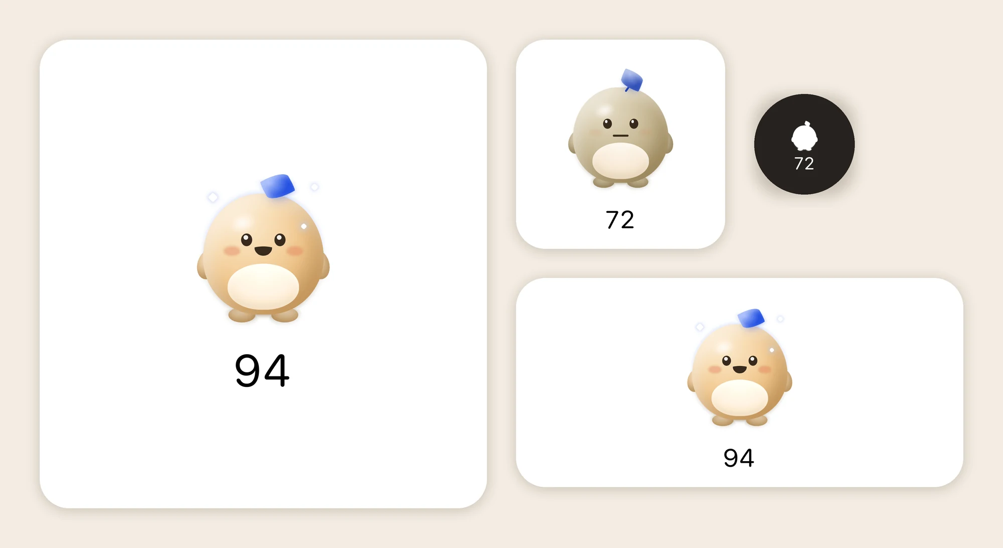 Mr. Chud widgets: a large home screen widget showing the avatar above the number 94, a small and a medium widget, and a circular Lock Screen widget showing a monochrome silhouette with the number 72